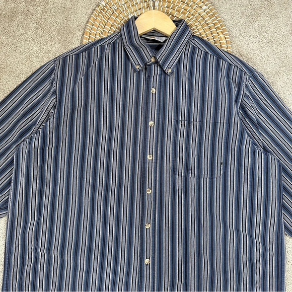 Carhartt Men’s Vintage Rugged Outdoor Wear Button Down Shirt Striped in Blue XL - Picture 3 of 15